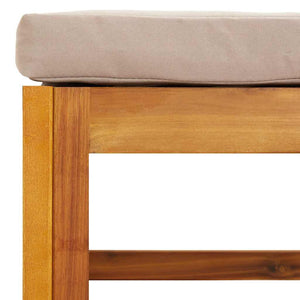 Gartenhocker Akazie mit Kissen Taupe