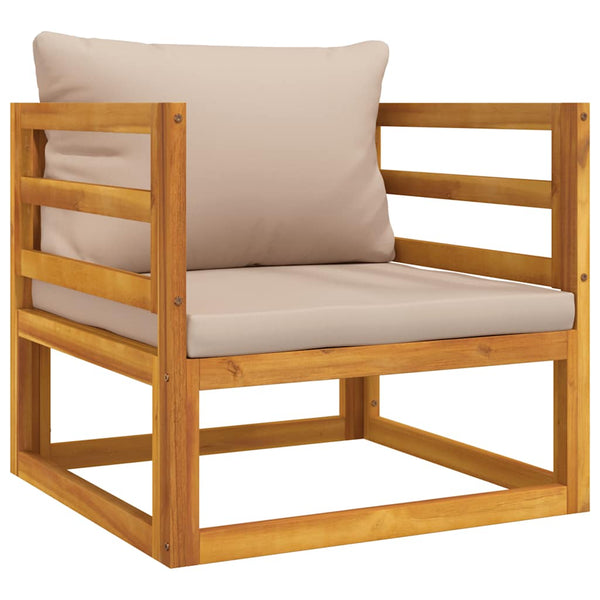 vidaXL Fauteuil de jardin avec coussins taupe en bois d'acacia massif