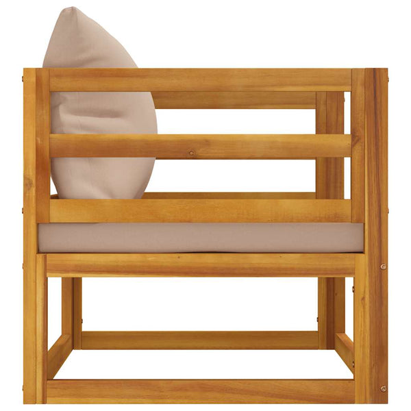 vidaXL Fauteuil de jardin avec coussins taupe en bois d'acacia massif