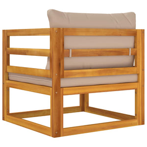 vidaXL Fauteuil de jardin avec coussins taupe en bois d'acacia massif