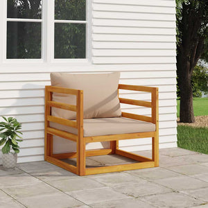 vidaXL Fauteuil de jardin avec coussins taupe en bois d'acacia massif