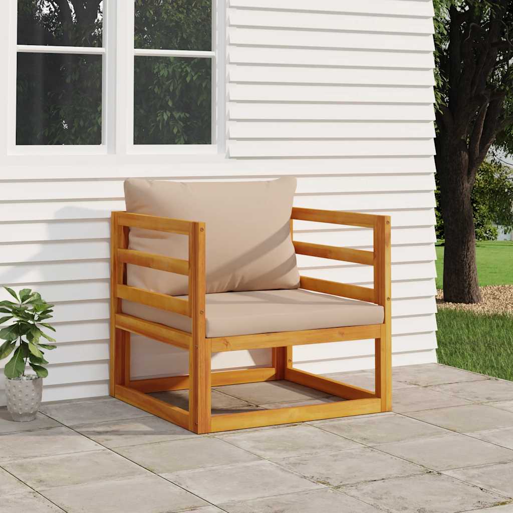 vidaXL Fauteuil de jardin avec coussins taupe en bois d'acacia massif