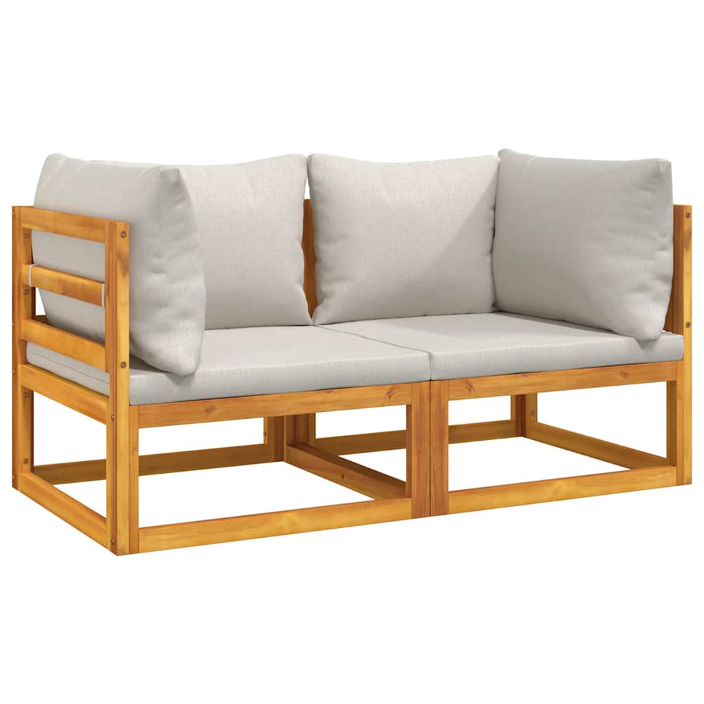Modulare Akazienholz Ecksofas mit Kissen, 2er-Set
