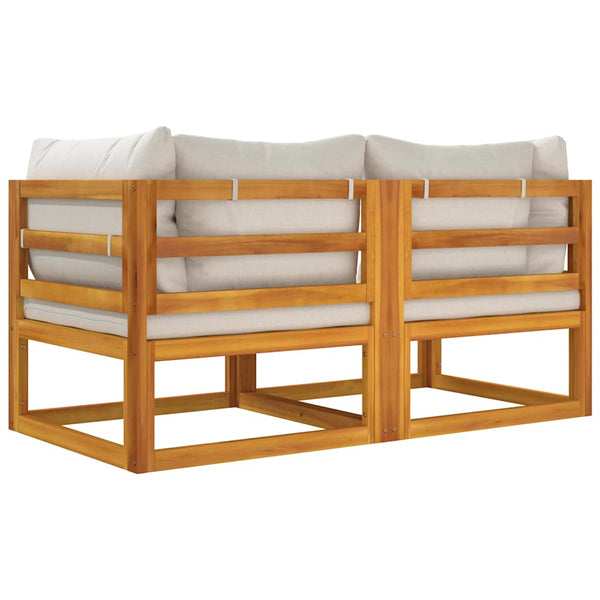 vidaXL Canapés d'angle modulaires 2 pcs avec coussins gris clair Bois d'acacia massif