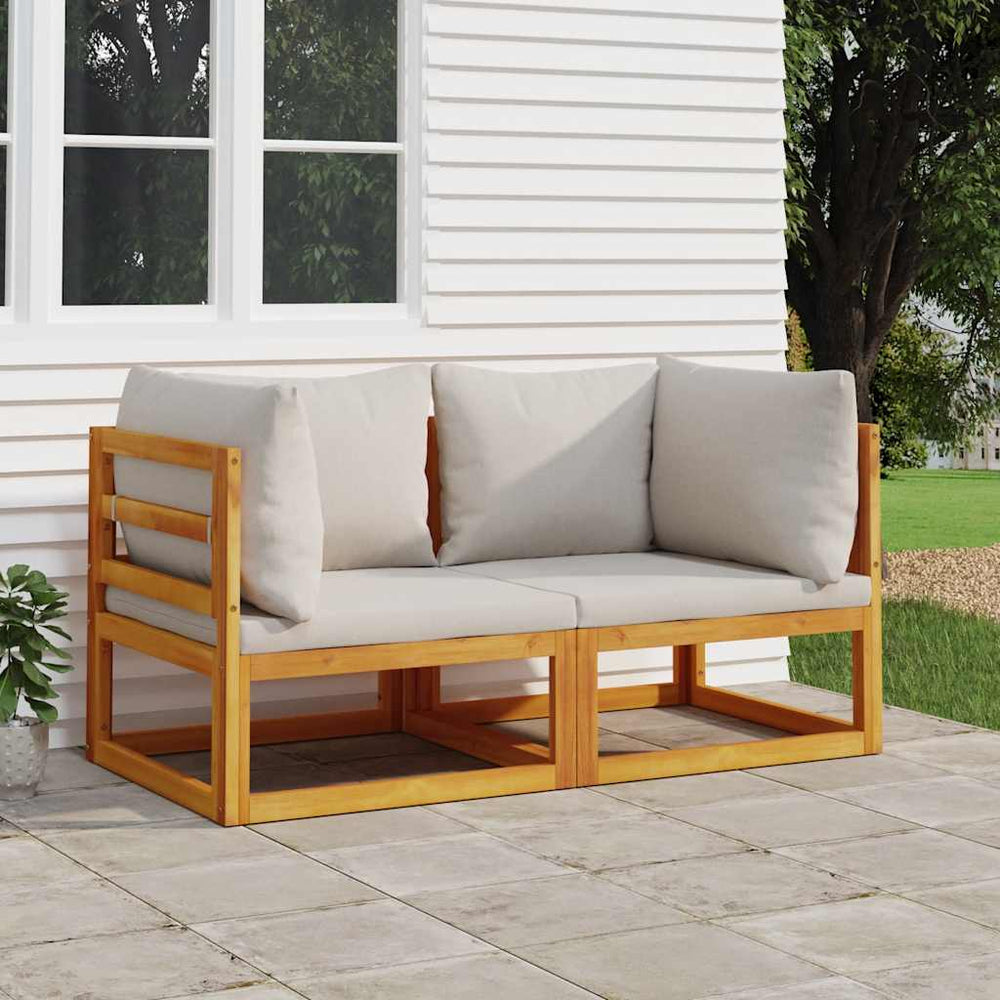 Modulare Akazienholz Ecksofas mit Kissen, 2er-Set