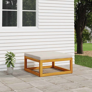 Gartenhocker Akazie mit Hellgrauen Kissen