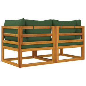 Modulare Ecksofas, 2er-Set, Akazie, Grüne Kissen