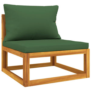 Garten Mittelsofa Akazie mit Grünen Kissen