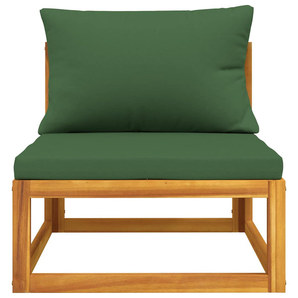 Garten Mittelsofa Akazie mit Grünen Kissen