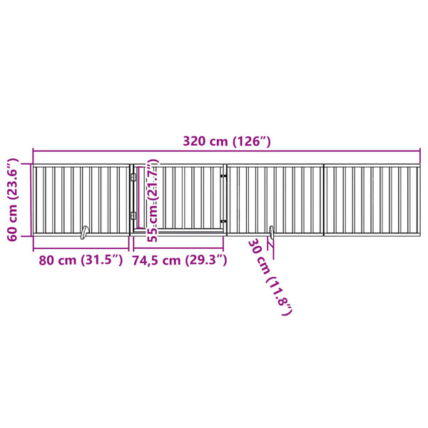 Hundegitter mit Tür, Faltbar, 320 cm