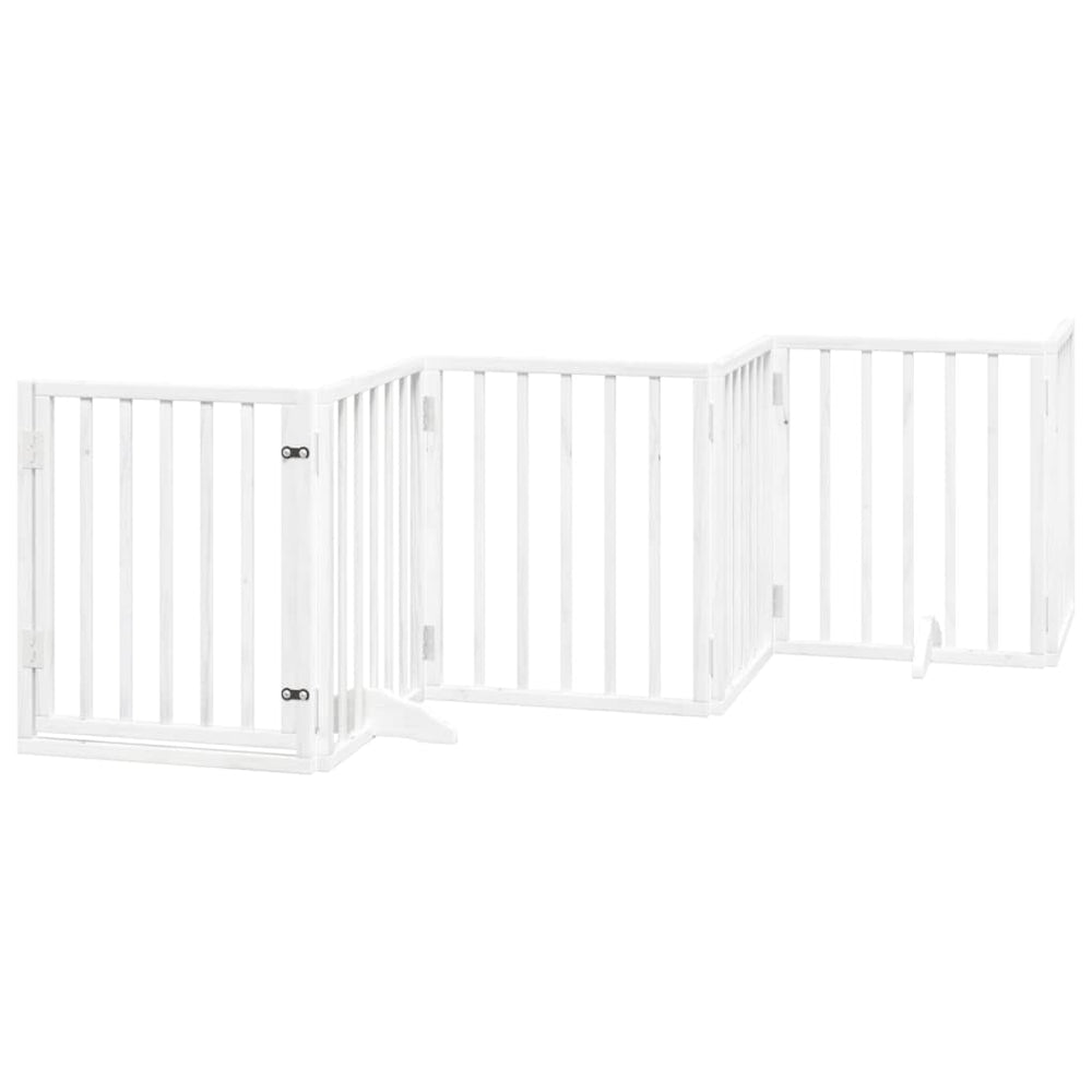 Faltbares Hundetor mit Tür, 300 cm, Weiß