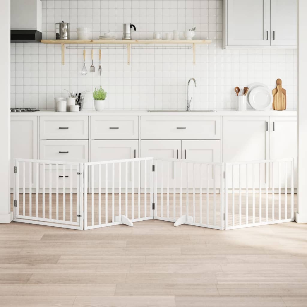 Faltbares Hundetor mit Tür, 320 cm, Weiß