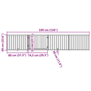 Faltbares Hundetor mit Tür, 320 cm, Schwarz