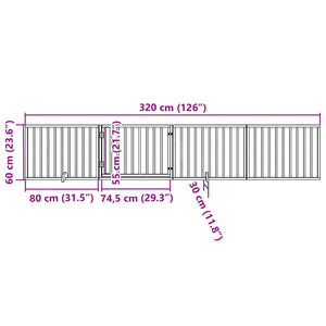 Faltbares Hundegitter mit Tür, 320 cm, Braun