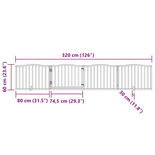 Faltbares Hundegitter mit Tür, 320 cm, Schwarz