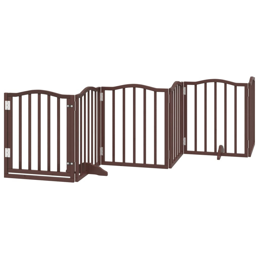 Faltbares Hundetor mit Tür, 300cm, Braun/Eiche