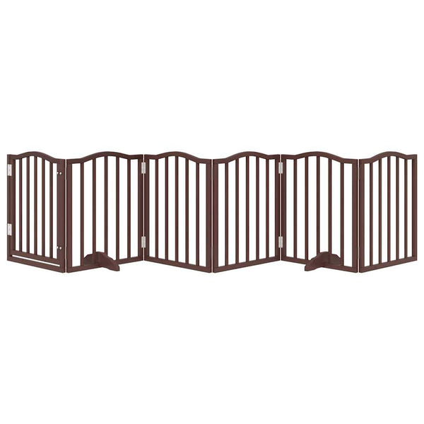 Faltbares Hundetor mit Tür, 300cm, Braun/Eiche