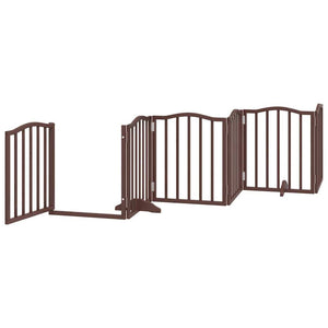 Faltbares Hundetor mit Tür, 300cm, Braun/Eiche