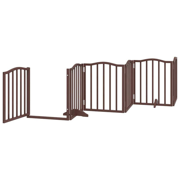 Faltbares Hundetor mit Tür, 300cm, Braun/Eiche