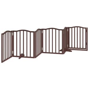 Faltbares Hundetor mit Tür, 300cm, Braun/Eiche