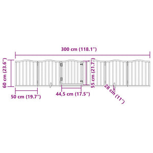 Faltbares Hundetor mit Tür, 300cm, Braun/Eiche