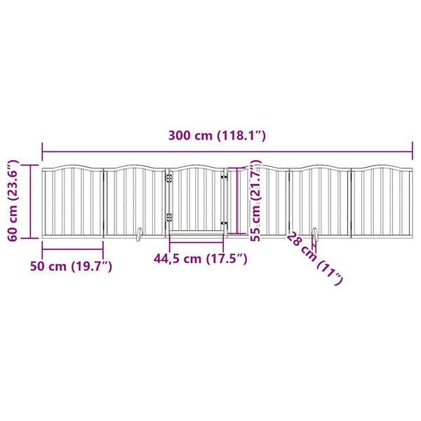 Faltbares Hundetor mit Tür, 300cm, Braun/Eiche