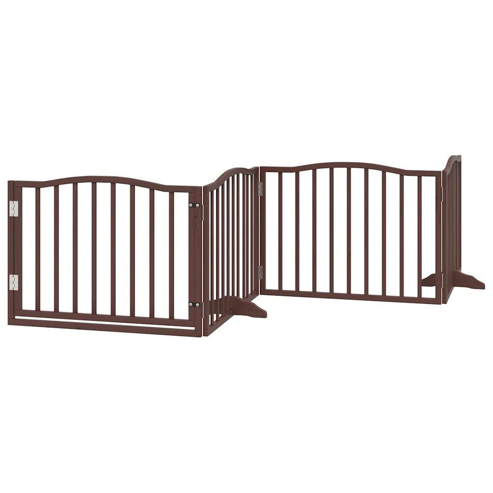 Faltbares Hundetor mit Tür, 320cm, Braun/Eiche