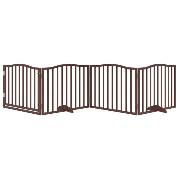 Faltbares Hundetor mit Tür, 320cm, Braun/Eiche