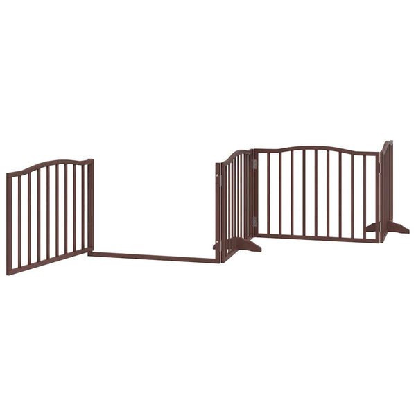 Faltbares Hundetor mit Tür, 320cm, Braun/Eiche