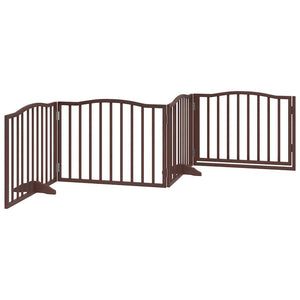 Faltbares Hundetor mit Tür, 320cm, Braun/Eiche