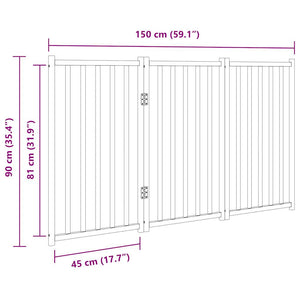 Faltbares Hundegitter, 3 Paneele, 150cm, Tannenholz