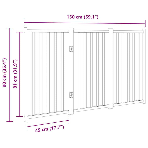 Faltbares Hundegitter, 3 Paneele, 150cm, Tannenholz