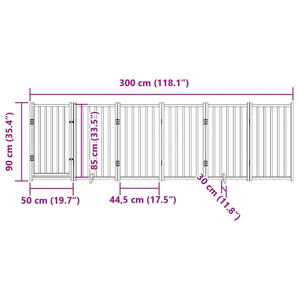 Faltbares Hundegitter mit Tür, 300 cm, Tanne