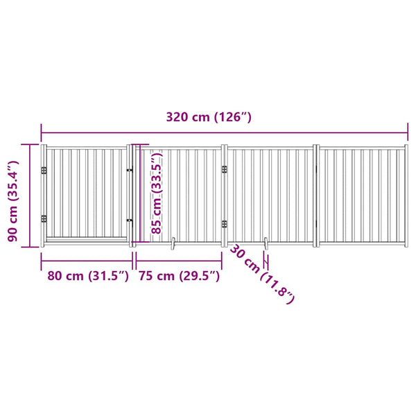 Faltbares Hundegitter mit Tür, 320 cm