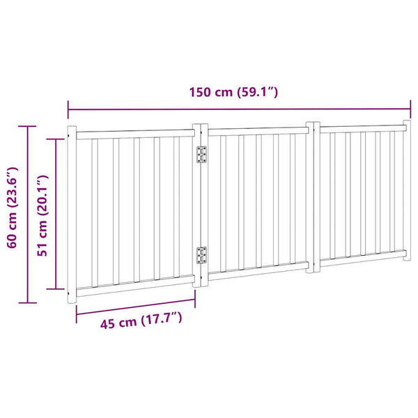 Faltbares Hundetor, 3-teilig, Weiß, 150 cm