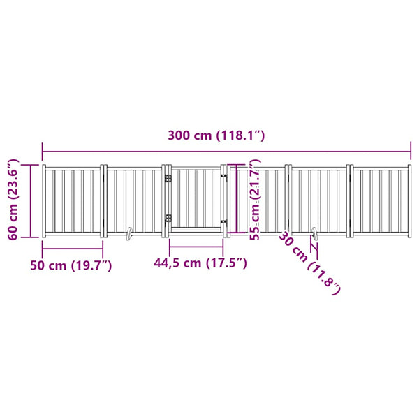 Faltbares Hundetor mit Tür, 300 cm, Weiß