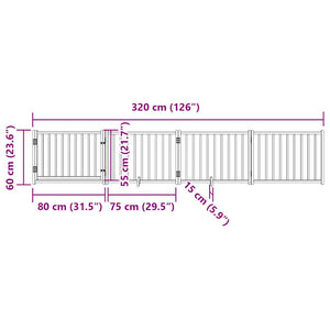 Faltbares Hundetor mit Tür, 320 cm, Weiß