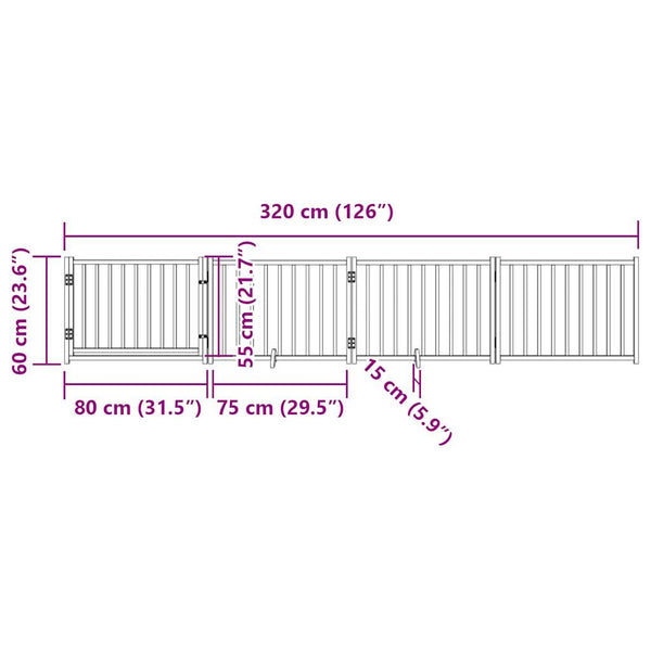 Faltbares Hundetor mit Tür, 320 cm, Weiß