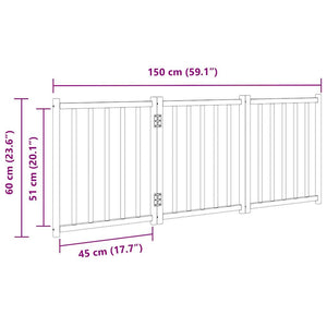 Faltbares Hundetor, 3-teilig, Schwarz, 150 cm