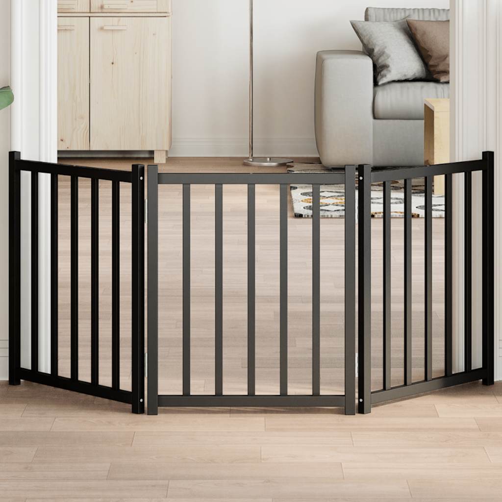 Faltbares Hundetor, 3-teilig, Schwarz, 150 cm