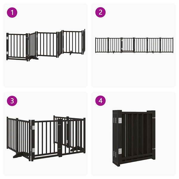 Faltbares Hundetor mit Tür, 300 cm, Schwarz