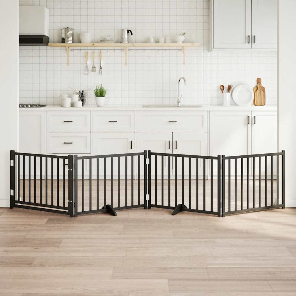 Faltbares Hundetor mit Tür, Schwarz, 320 cm