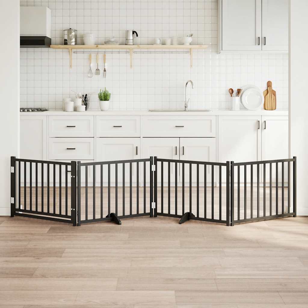 Faltbares Hundetor mit Tür, Schwarz, 320 cm
