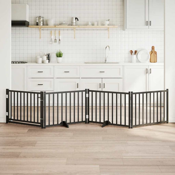 Faltbares Hundetor mit Tür, Schwarz, 320 cm