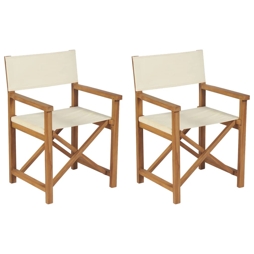 Klappbare Regiestühle 2er Set Teakholz Creme