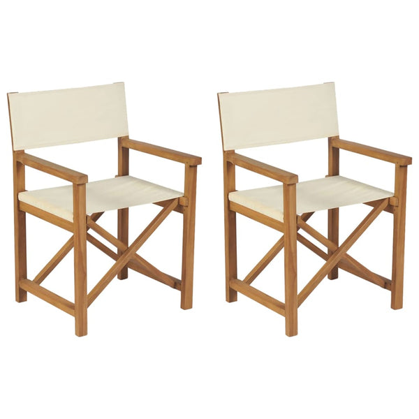 Klappbare Regiestühle 2er Set Teakholz Creme