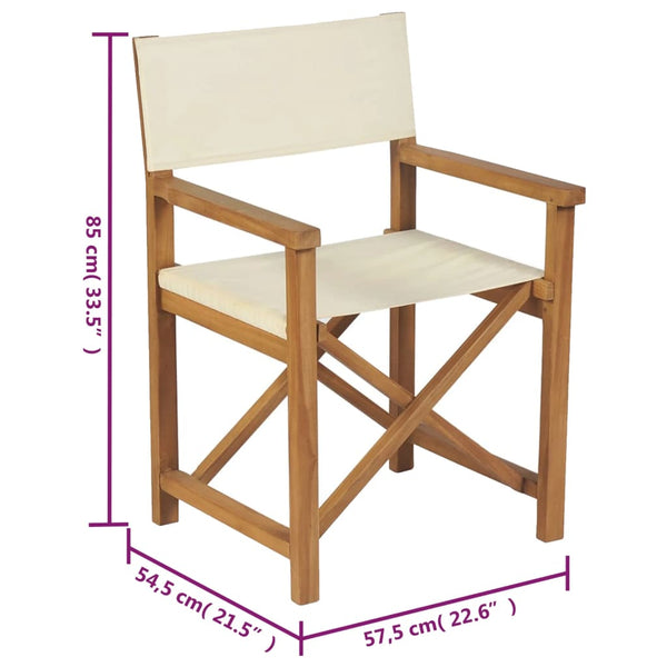 Klappbare Regiestühle 2er Set Teakholz Creme