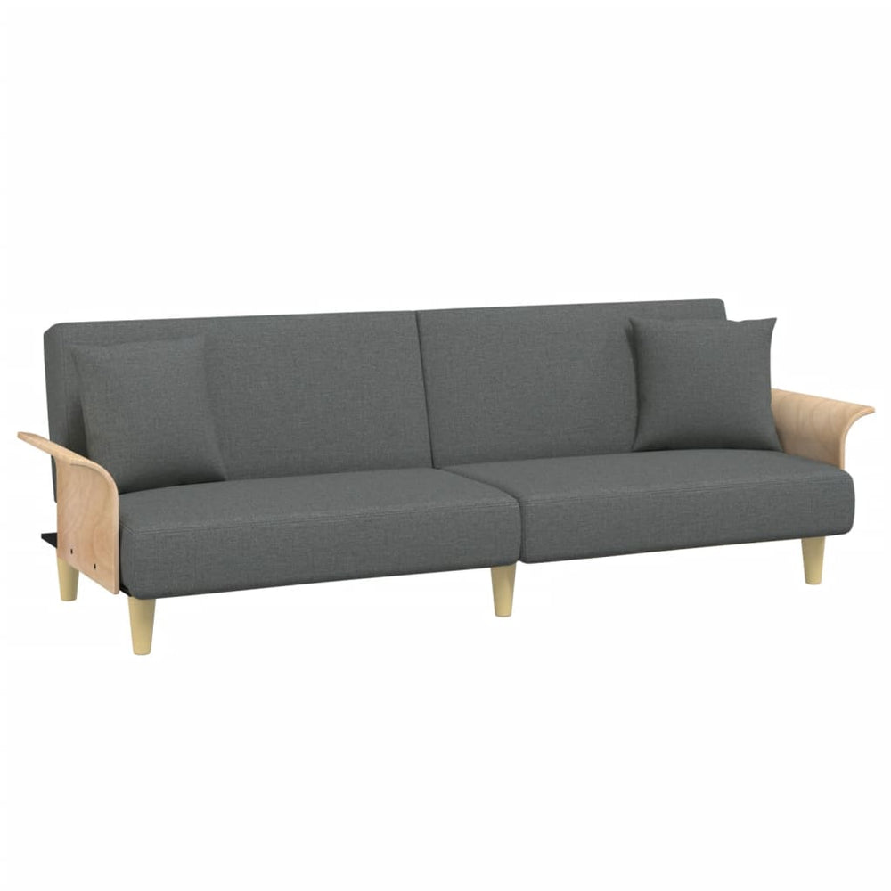 Schlafsofa Dunkelgrau Stoff mit Armlehnen