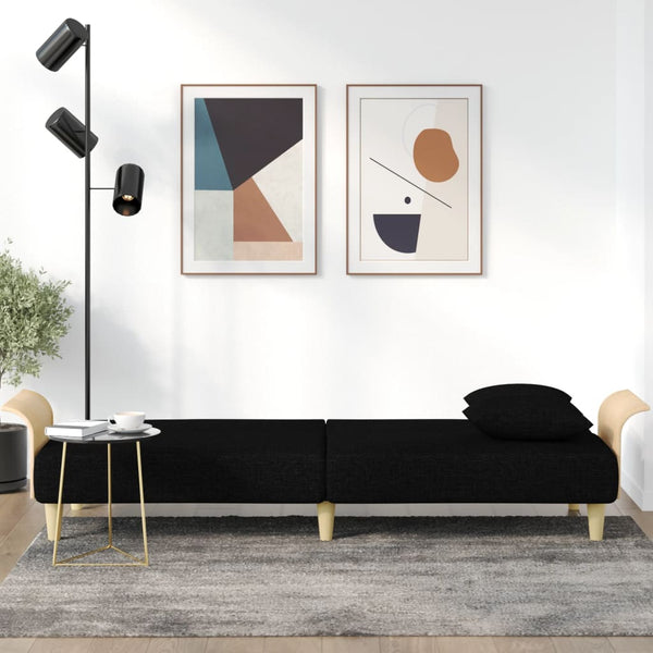 vidaXL Canapé-lit avec accoudoirs Noir Tissu