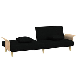 vidaXL Canapé-lit avec accoudoirs Noir Tissu